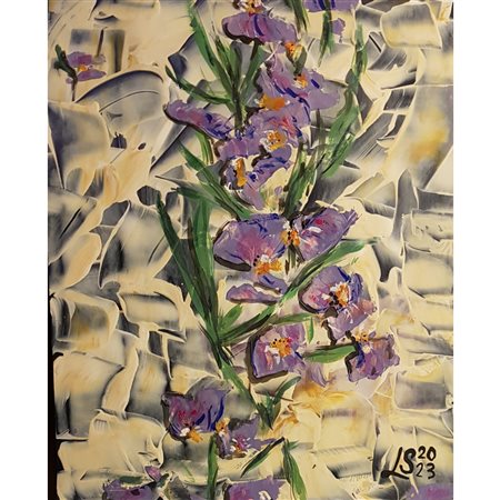 Lucia Sardagna, Iris, tecnica mista (acrilico e gesso su cartoncino), cm 33x26,5