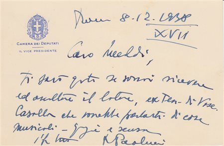 Raffaele Paolucci (Roma 1892 - ivi 1958), Raccomandazioni per Alfredo Casella