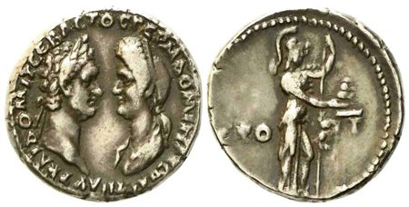 Domitian (81-96), with Domitia. AR Didrachm, Cesarea (Galatia-Cappadocia), AD 93-94; AR (g 7,05; mm 21)