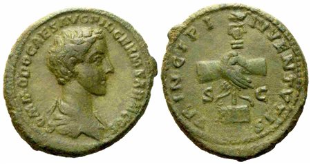 Commodus Caesar, As struck under Marcus Aurelius, Rome, AD 166-167; Æ (g 12,18; mm 27)