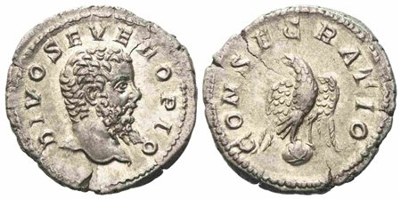 Divus Septimius Severus, Denarius struck under Caracalla, Rome, AD 211; AR (g 3,14; mm 19,65)