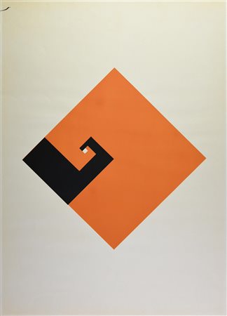 Bruno Munari NEGATIVO-POSITIVO litografia, cm 65x40 sul retro: timbro Di Lena...