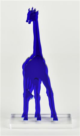 Gino Marotta GIRAFFA, 2010 multiplo in metacrilato blu, cm 19x10x3 sulla...