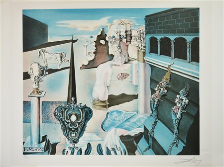 Salvador Dali' LﾒHOMME INVISIBLE litografia, cm 73x83; es. 99/300 firma,...