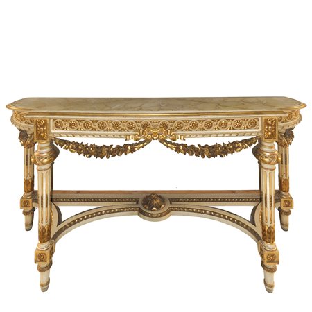 Grande console in legno laccato e dorato, fine 19th  