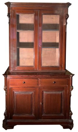 Credenza in legno di mogano doppio corpo, Sicily, 19th  