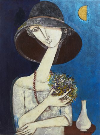 LANDI BRUNO (n. 1941) - DONNA CON FIORI, 2011.