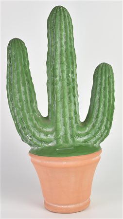 SALVADANAIO in ceramica a forma di cactus h cm 50 diam 24 lievi difetti