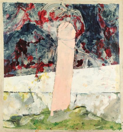 MARIO SCHIFANO (1934-1998) Grande scultura nel paesaggio 1970smalto su tela...