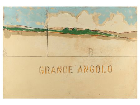 MARIO SCHIFANO (1934-1998) Grande angolo 1963smalto e grafite su carta...