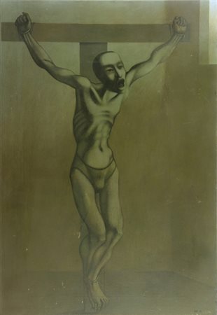 DANIEL BEC (1940-2010) Cristo in croce 1986olio su tela cm 100x70firmato e...