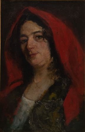 VINCENZO MIGLIARO (Napoli 1858 - 1938), attr. "Ritratto femminile". Olio su...