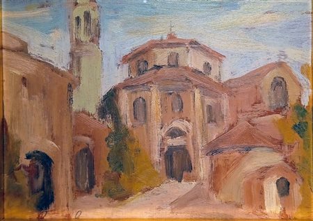 EUGENIO ZANASI (XX secolo) "San Vitale". Olio su cartone. Cm 12x16,5. Opera...