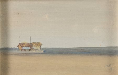 RIGHI (XX secolo) "Marina di Ravenna", 1962. Olio su cartone. Cm 12x19. Opera...