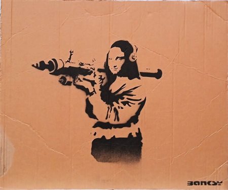 BANKSY (Bristol 1974) "Dismaland". Spray su cartone. Cm 44,5x53. Al retro...