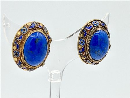  
Orecchini in argento dorato e lapis 
 