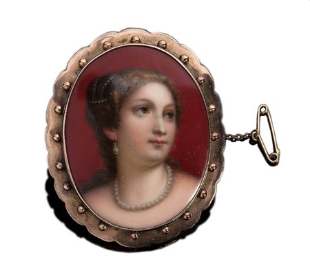  
Spilla vittoriana inglese con miniatura - XIX secolo 
 