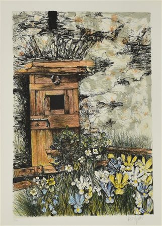 Elio Pelizzatti GIARDINO litografia a colori, mm 615x42, su foglio cm 70x50; es. 75/150