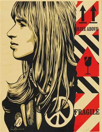 Shepard Fairey Obey (Charleston 1970) Fragile Peace, 2018 Serigarfia su legno...