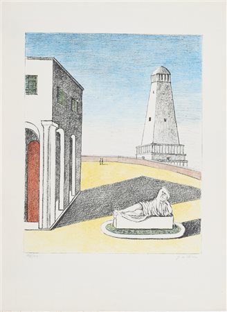 Giorgio De Chirico (Volos 1888-Roma 1978) Piazza D'Italia, 1977 Litografia a...