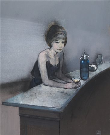 Alberto Sughi (Cesena 1928-2012) Figura femminile Olio su tela cm. 100x80...