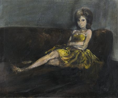 Alberto Sughi (Cesena 1928-2012) Figura femminile distesa Olio su tela cm....