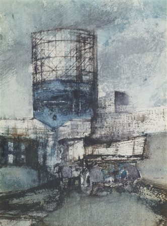 Renzo Vespignani (Roma 1924-Roma 2001) Gasometro, 1960 Tecnica mista su...