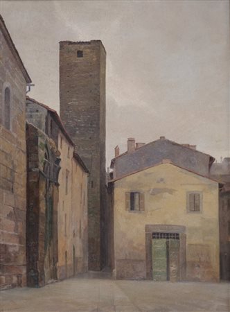 Walter Lazzaro (Milano 1914-Roma 1989) Viterbo, 1935 Olio su tavola cm. 70x50...