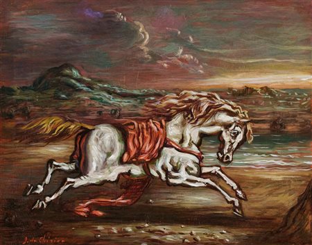 Giorgio De Chirico (Volos 1888-Roma 1978) Cavallo Fuggente, Prima metà anni...