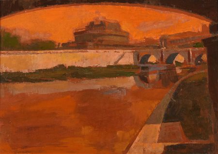 Ugo Attardi (Sori (Ge) 1923-Roma 2006) Castel Sant'Angelo, Anni '70 Olio su...