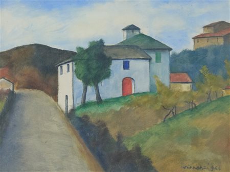 Nino Tirinnanzi (Greve in Chianti (Fi) 1923-2002) Casolare toscano, 1966 Olio...