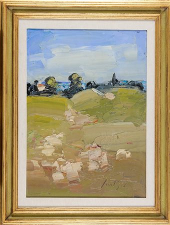 Sergio Scatizzi (Gragnano (Lu) 1918-Firenze 2009) Paesaggio in primavera Olio...