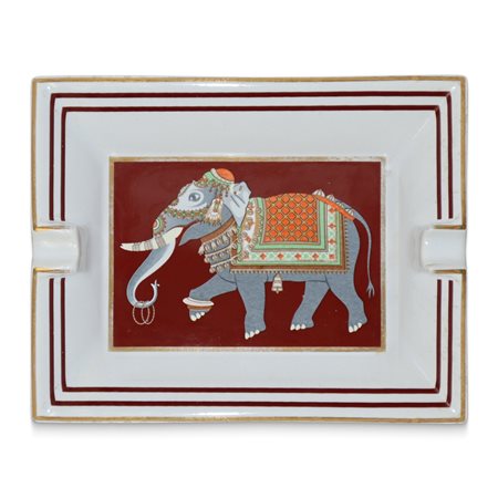 Hermès (Parigi 1837)  - Posacenere o vide-poche in porcellana con decorazione di elefante indiano, 1