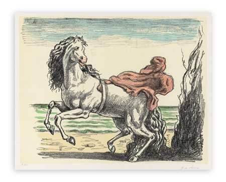 GIORGIO DE CHIRICO (1888-1978) - Cavallo con manto, 1969