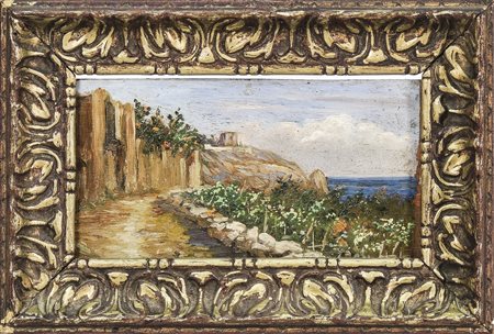 COSTIERA AMALFITANA - AMALFI COAST olio su tavoletta - oil on panel, in...