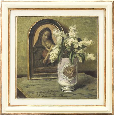 NATURA MORTA CON VASO DI FIORI - STILL LIFE WITH FLOWERS IN A VASE olio su...