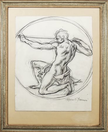 MARCELLO TOMMASI Studio di nudo - Study for a Nude carboncino su cartoncino -...