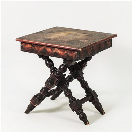 SGABELLO TIROLESE IN LEGNO LACCATO - TYROLESE LACQUERED STOOL seduta dipinta...