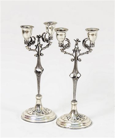 COPPIA DI PICCOLI CANDELABRI IN ARGENTO - PAIR OF SMALL SILVER CADLEHOLDERS...