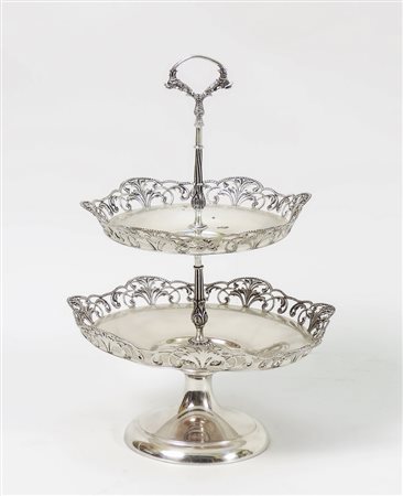 ALZATA FRUTTIERA IN ARGENTO - SILVER PEDESTAL FRUIT BOWL due ordini, bordi...