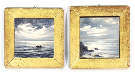 GUIDO FRANCHI (1897-1972) Marine - Seascapes due dipinti a olio su tavoletta...