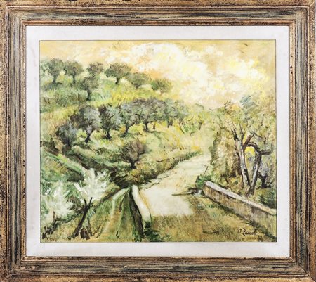 ORESTE ZUCCOLI (1889-1980) Paesaggio campestre - Country Landscape olio su...