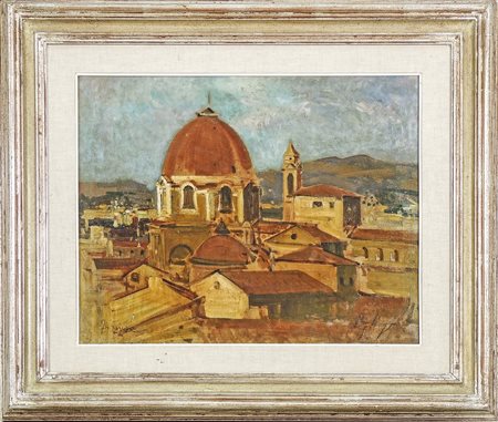 FRANCESCO PAGLIAZZI (1910-1988) Veduta di Firenze - Florence View olio su...