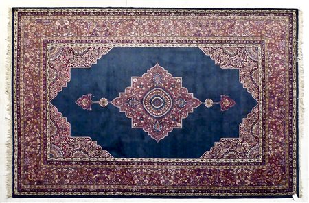 TAPPETO PERSIANO - PERSIAN CARPET fondo blu campo con medaglione centrale e...