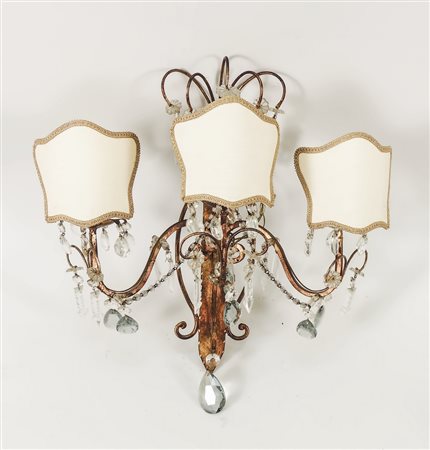 COPPIA APPLIQUES IN BRONZO DORATO - PAIR OF GILDED BRONZE WALL LAMPS tre...