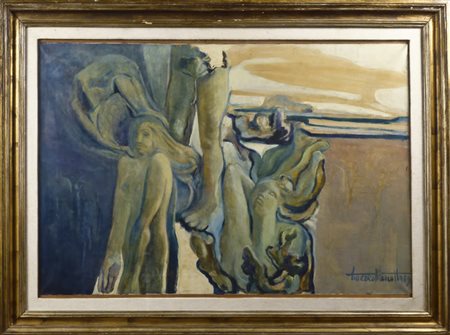 AMERICO MAZZOTTA Composizione con figure - Composition with Figures olio su...