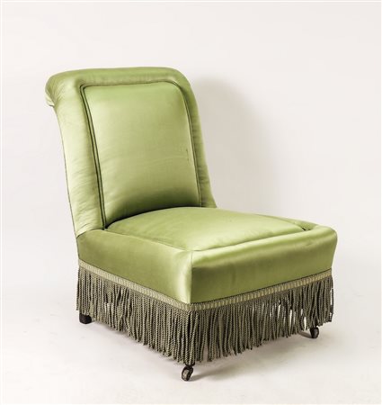 POLTRONA IMBOTTITA IN RASO VERDE - EASY CHAIR UPHOLSTERED IN GREEN SATIN