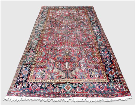 ANTICO TAPPETO PERSIANO MERABAN - ANTIQUE MERABAN PERSIAN CARPET fondo rosso...