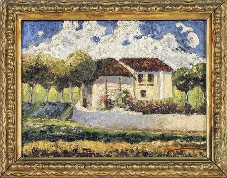 ROSARIO MACALUSO (1889 - ?) Paesaggio con veduta di casa - Landscape with...