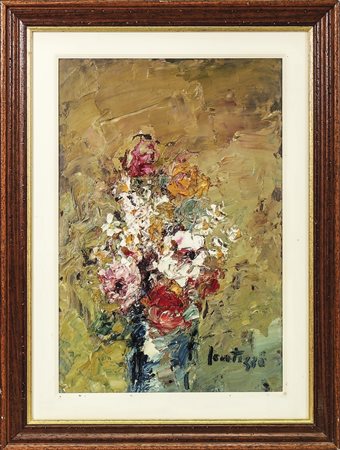 SERGIO SCATIZZI (1918-2009) Rose e margherite 2004- Roses and Daisies olio su...